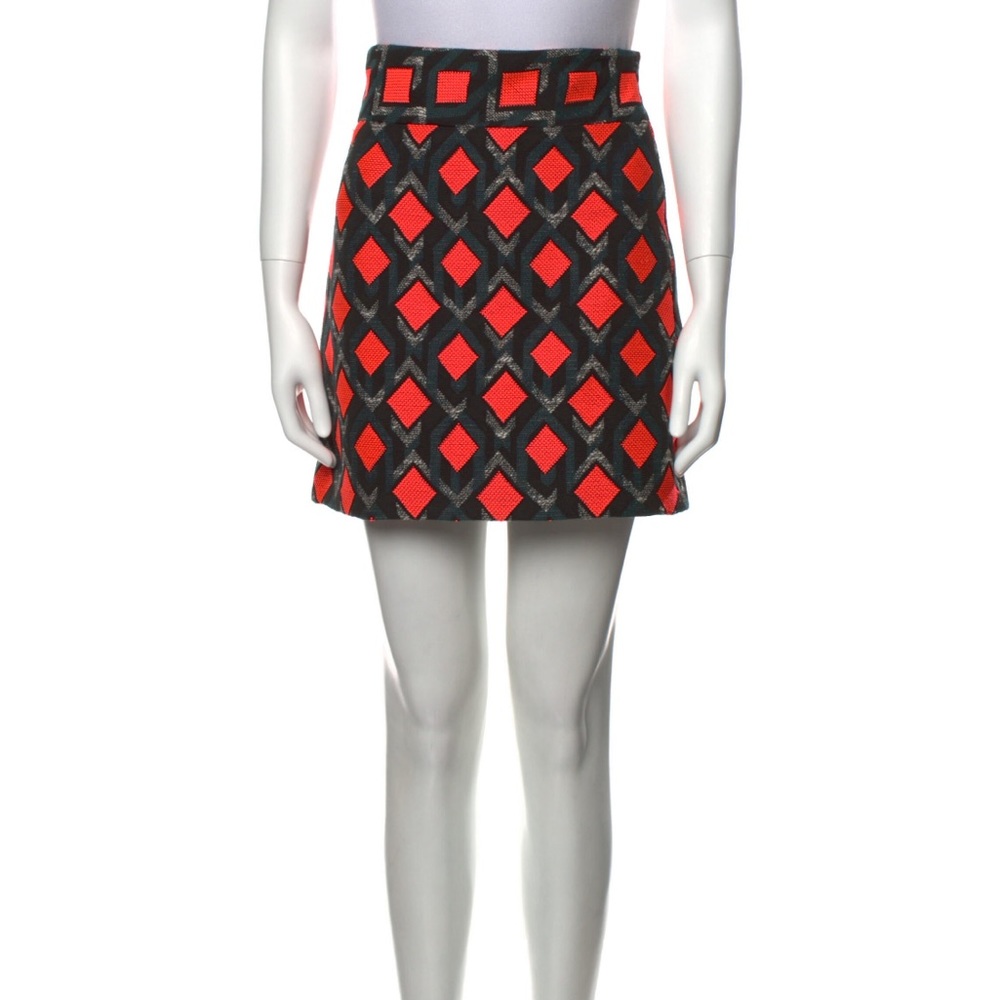 NWOT Milly Miniskirt. Lined. Orange, black, sage green Size 2 Very fitted
